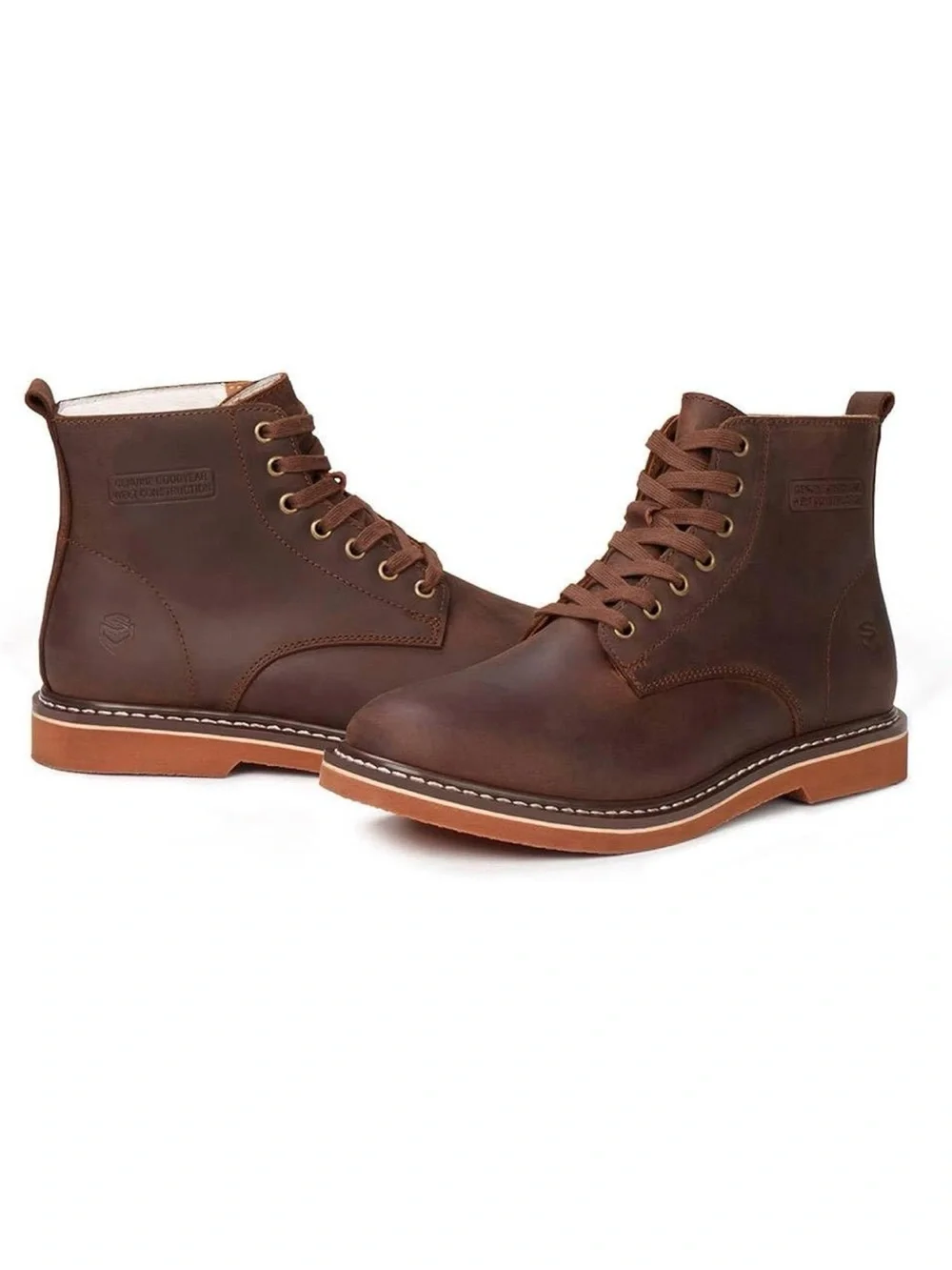 SUREWAY Men’s 6” Leather Chukka Boots Brown Soft Toe Lace Up Work Dress Size 7.5